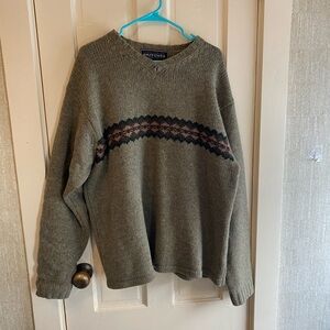 Olive Green Sweater with Pattern